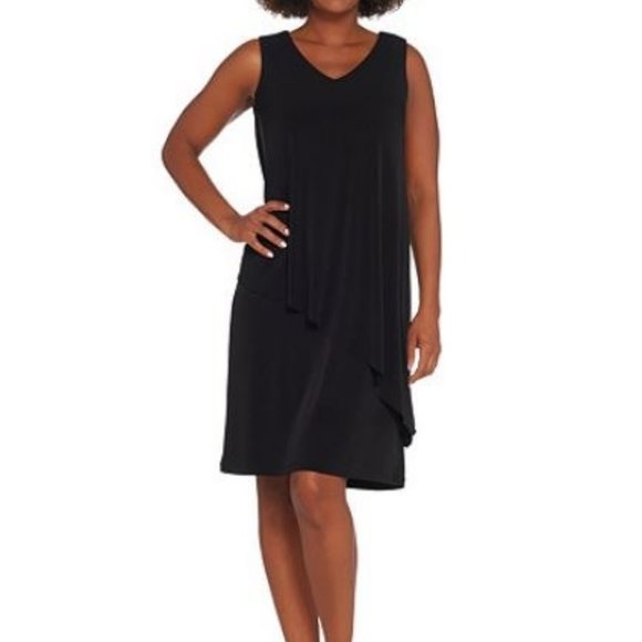 Susan Graver Dresses & Skirts - Susan Graver Liquid Knit Tiered Asymmetrical Dress